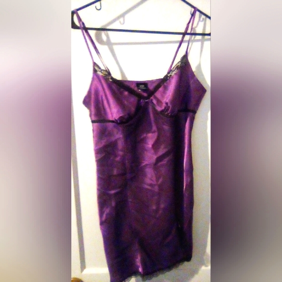 APT9 Lingerie Purple W/ Black Lace Trim Size Medium - Picture 1 of 15